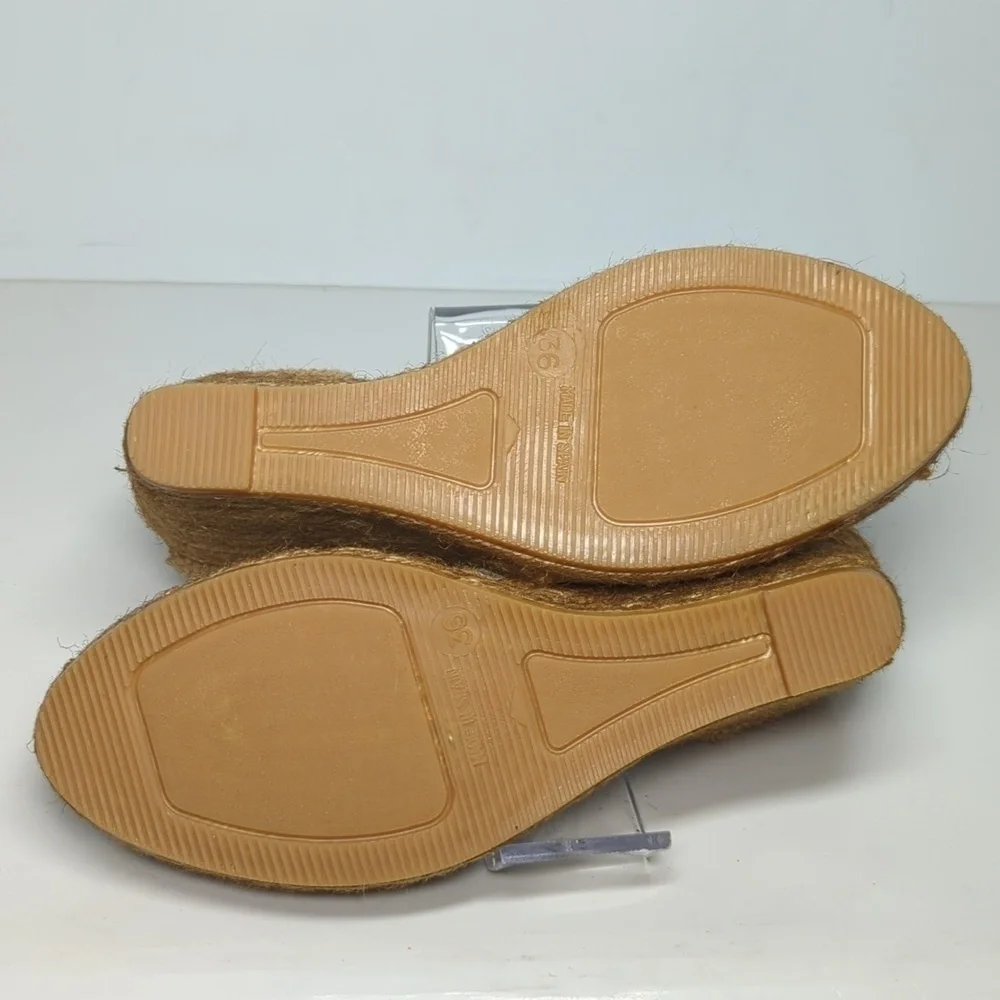 Viscata Sagaro Gray canvas espadrille wedge w/ ankle ties woman size 5.5-6 EU 36
